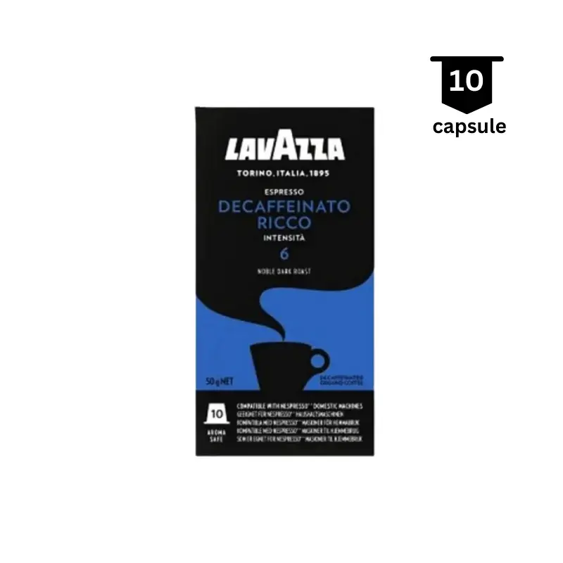 lavazza espresso decaffeinato ricco compatibiltate nespresso 10 capsule 800x800 1 AromaKaffe