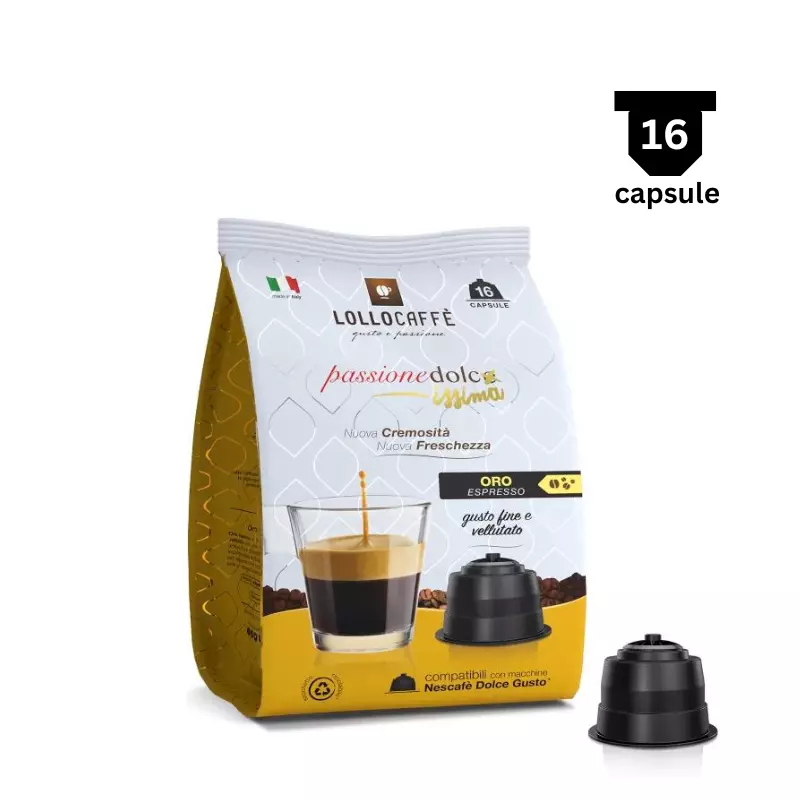 Lollo Caffe Miscela Oro – Compatibil Nescafè Dolce Gusto- 16 Capsule
