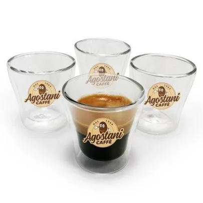 Agostani Caffe Set 4 Cești din sticlă dublă pentru Espresso