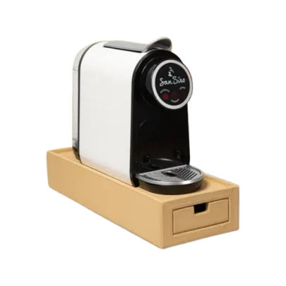 Suport Capsule Sansiro Piele Ecologica, Bej- Compatibil Nespresso - 10 Capsule
