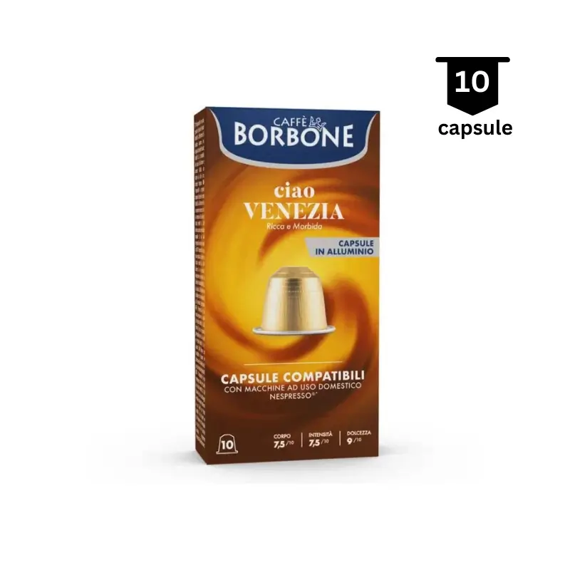 borbone venezia arabica robusta compatibil nespresso 10 capsule aluminiu 800x800 1 AromaKaffe