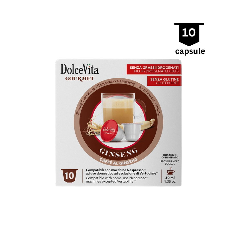 Dolce Vita Caffe Ginseng Dolce- Compatibil Nespresso- 10 Capsule | AromaKaffe Dolce Vita Caffe Ginseng Dolce- Compatibil Nespresso- 10 Capsule