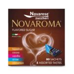 Novaroma  Zahar Aromatizat in 5 mixuri scorțișoară, cacao, vanilie, anason și alune - 80 de bustine