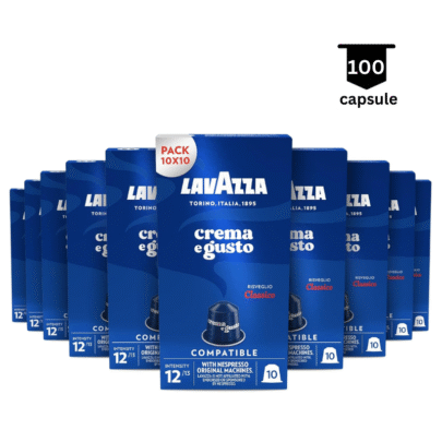 100 capsule Lavazza Crema E Gusto Classico, 10x10 Capsule Aluminiu, Compatibil Nespresso