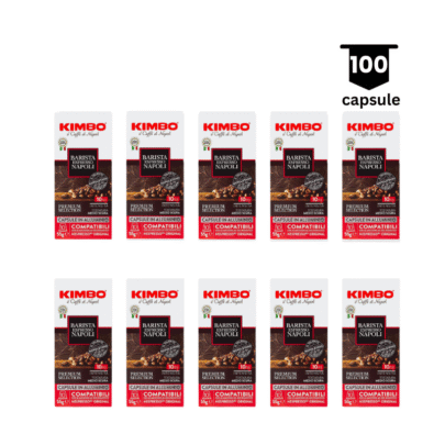 Capsule cafea 100 capsule, Kimbo Barista Espresso Napoli, 10x10 Capsule Aluminiu, Compatibil Nespresso