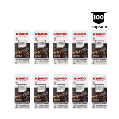 Capsule cafea 100 capsule, Kimbo Espresso Barista Ristretto, 10x10 Capsule Aluminiu, Compatibil Nespresso