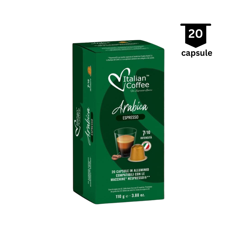 Italian Coffee Arabica 100%- Compatibil Nespresso - 20 Capsule Aluminiu | AromaKaffe Italian Coffee Arabica 100%- Compatibil Nespresso - 20 Capsule Aluminiu