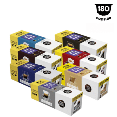 Pachet 180 Capsule Nescafe Dolce Gusto - Cortado Caffe Machiato, Espresso Intenso, Espresso Ardenza, Espresso Barista, Espresso Roma, Espresso Napoli, Espresso Palermo