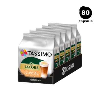 80 Capsule Tassimo Jacobs Latte Macchiato Vanilla, 40 Băuturi