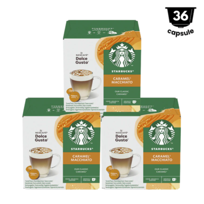 36 capsule Starbucks Caramel Macchiato By Nescafe Dolce Gusto 3 x12 capsule, 18 Bauturi