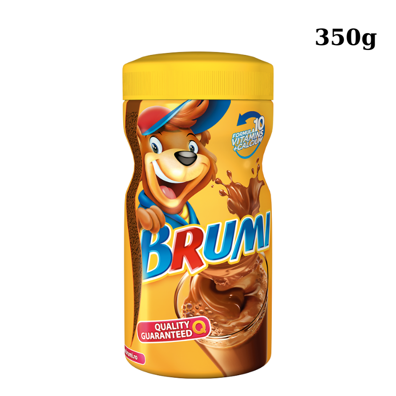 Brumi Powder AromaKaffe | Brumi Cacao instant cu 10 Vitamine si Calciu, Borcan 350g