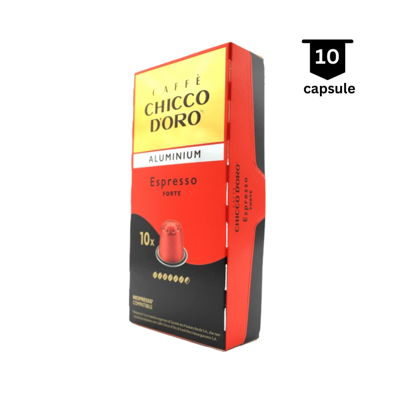 Chicco D’oro Espresso Forte -Compatibil Nespresso - 10 Capsule Aluminiu | AromaKaffe Chicco D’oro Espresso Forte -Compatibil Nespresso - 10 Capsule Aluminiu