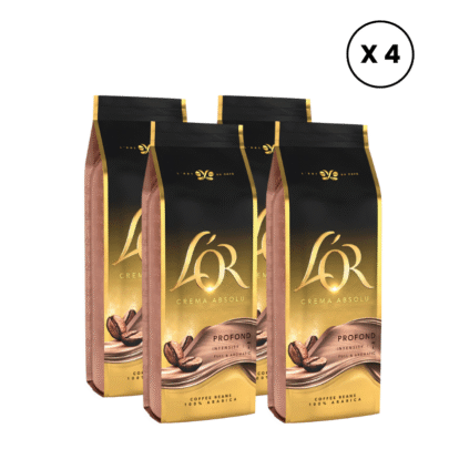 Pachet 4 x L’OR Crema Absolu Profond - Cafea Boabe, 500g