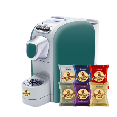 Pachet Espressor Agostani Small Cup Verde + 80 Capsule Mix Agostani Caffe