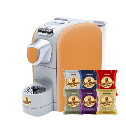 Pachet Espressor Agostani Small Cup Ocru + 80 Capsule Mix Agostani Caffe