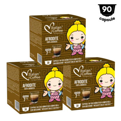 90 Capsule Italian Coffee AFRODITE 100% Arabica - Compatibil Dolce Gusto- 3 x 30 Capsule