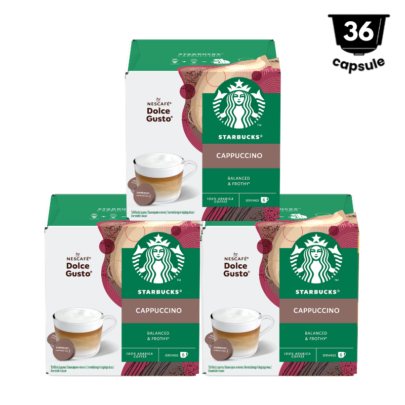 36 capsule Starbucks Cappuccino By Nescafe Dolce Gusto 3 x12 capsule, 18 Bauturi