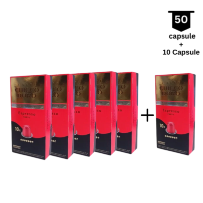 ‼ <strong>SUPER PROMO</strong>‼ Chicco D’oro Espresso Forte -Compatibil Nespresso - 50 Capsule Aluminiu+10 capsule GRATIS