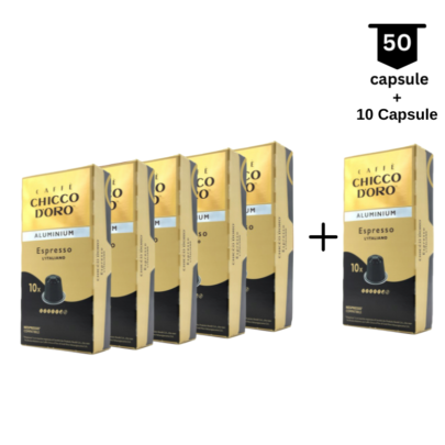‼ <strong>SUPER PROMO</strong>‼ Chicco D’oro Espresso L’Italiano -Compatibil Nespresso - 50 Capsule Aluminiu+10 capsule GRATIS