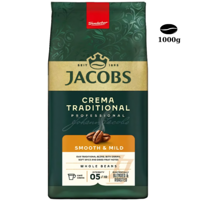 Jacobs Crema Traditional Cafea Boabe 1 kg intensitate 5/10